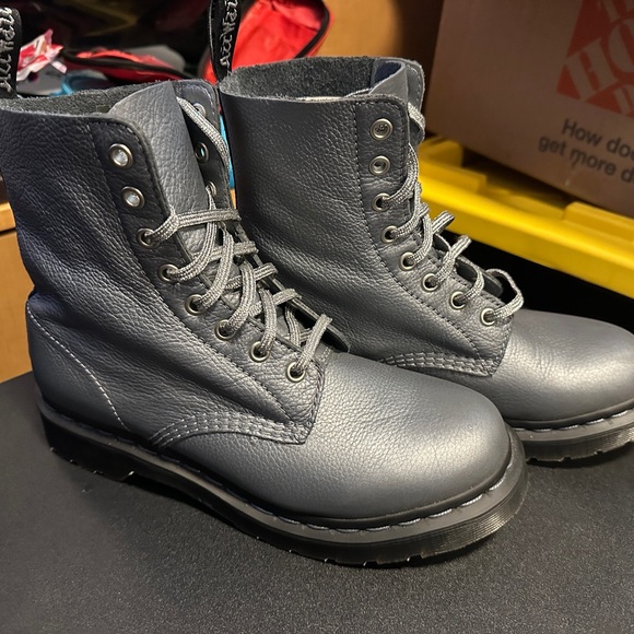 Dr. Martens Navy Leather Boots - Picture 3 of 14